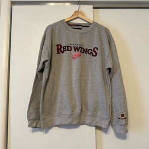 NHL Gray Detroit Red Wings Crewneck Sweater